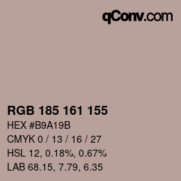 Color code: RGB 185 161 155 | qconv.com