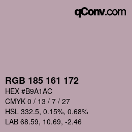 Color code: RGB 185 161 172 | qconv.com