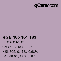 Color code: RGB 185 161 183 | qconv.com