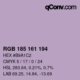 Color code: RGB 185 161 194 | qconv.com