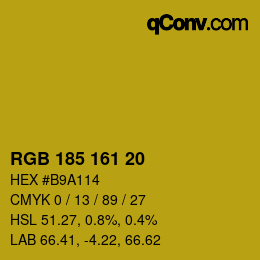 Color code: RGB 185 161 20 | qconv.com