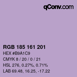 Color code: RGB 185 161 201 | qconv.com