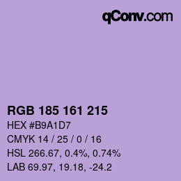 Color code: RGB 185 161 215 | qconv.com