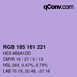 Color code: RGB 185 161 221 | qconv.com
