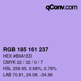 Color code: RGB 185 161 237 | qconv.com