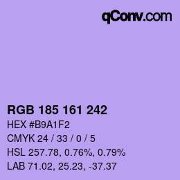 Color code: RGB 185 161 242 | qconv.com