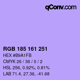 カラーコード: RGB 185 161 251 | qconv.com