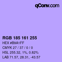 Color code: RGB 185 161 255 | qconv.com
