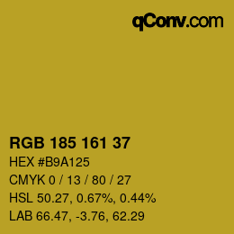 Color code: RGB 185 161 37 | qconv.com