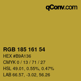 Color code: RGB 185 161 54 | qconv.com