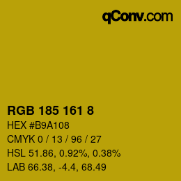 カラーコード: RGB 185 161 8 | qconv.com