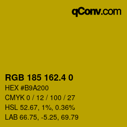 カラーコード: RGB 185 162.4 0 | qconv.com