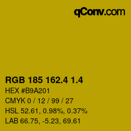 カラーコード: RGB 185 162.4 1.4 | qconv.com