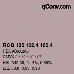 カラーコード: RGB 185 162.4 166.4 | qconv.com