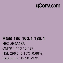 カラーコード: RGB 185 162.4 186.4 | qconv.com