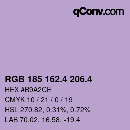 カラーコード: RGB 185 162.4 206.4 | qconv.com