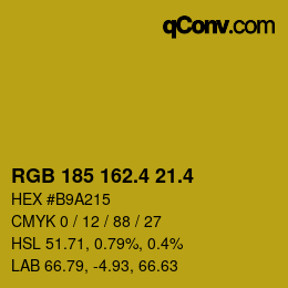 カラーコード: RGB 185 162.4 21.4 | qconv.com