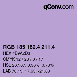 カラーコード: RGB 185 162.4 211.4 | qconv.com