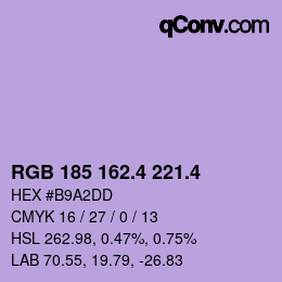 カラーコード: RGB 185 162.4 221.4 | qconv.com