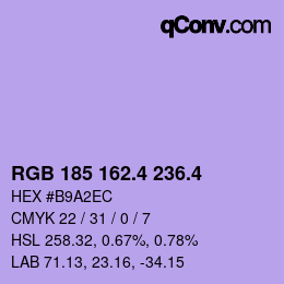カラーコード: RGB 185 162.4 236.4 | qconv.com