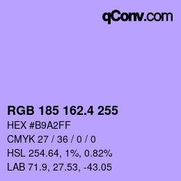 カラーコード: RGB 185 162.4 255 | qconv.com