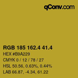 カラーコード: RGB 185 162.4 41.4 | qconv.com