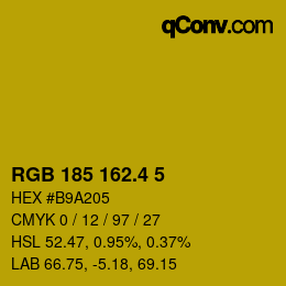カラーコード: RGB 185 162.4 5 | qconv.com