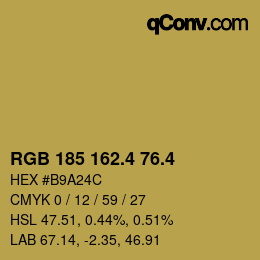 カラーコード: RGB 185 162.4 76.4 | qconv.com