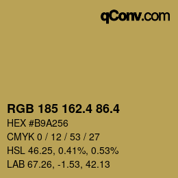 カラーコード: RGB 185 162.4 86.4 | qconv.com