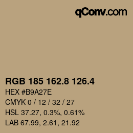 カラーコード: RGB 185 162.8 126.4 | qconv.com