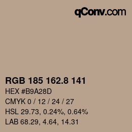 Color code: RGB 185 162.8 141 | qconv.com