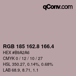 カラーコード: RGB 185 162.8 166.4 | qconv.com
