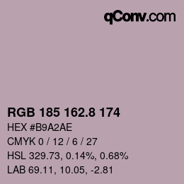 カラーコード: RGB 185 162.8 174 | qconv.com