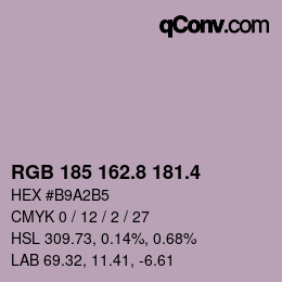 カラーコード: RGB 185 162.8 181.4 | qconv.com