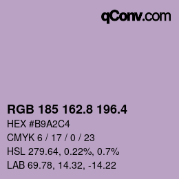 カラーコード: RGB 185 162.8 196.4 | qconv.com