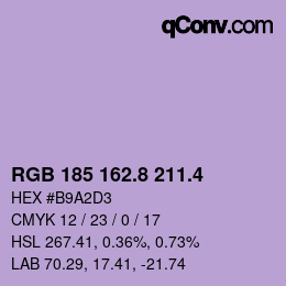 カラーコード: RGB 185 162.8 211.4 | qconv.com