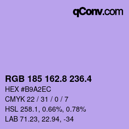 カラーコード: RGB 185 162.8 236.4 | qconv.com