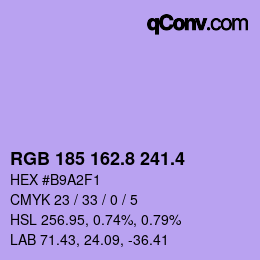 カラーコード: RGB 185 162.8 241.4 | qconv.com