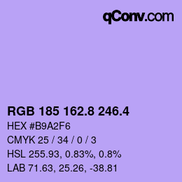 カラーコード: RGB 185 162.8 246.4 | qconv.com