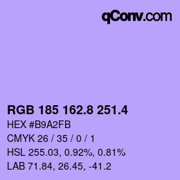 カラーコード: RGB 185 162.8 251.4 | qconv.com