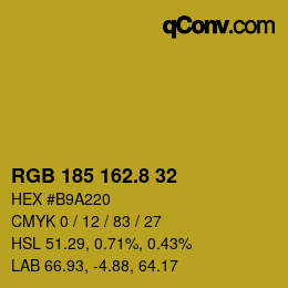 Código de color: RGB 185 162.8 32 | qconv.com
