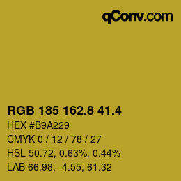 カラーコード: RGB 185 162.8 41.4 | qconv.com