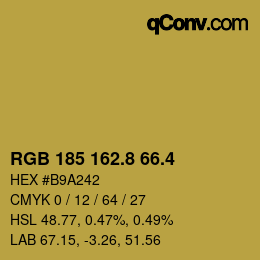 カラーコード: RGB 185 162.8 66.4 | qconv.com