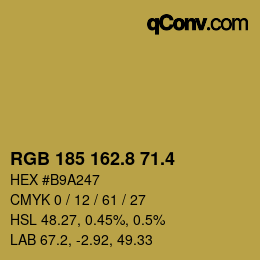 カラーコード: RGB 185 162.8 71.4 | qconv.com