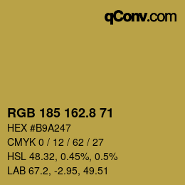 カラーコード: RGB 185 162.8 71 | qconv.com