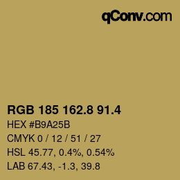 カラーコード: RGB 185 162.8 91.4 | qconv.com