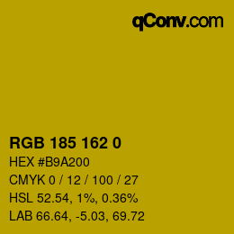 カラーコード: RGB 185 162 0 | qconv.com