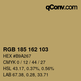 Código de color: RGB 185 162 103 | qconv.com