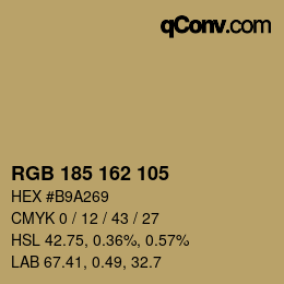 Color code: RGB 185 162 105 | qconv.com