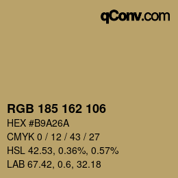 Color code: RGB 185 162 106 | qconv.com